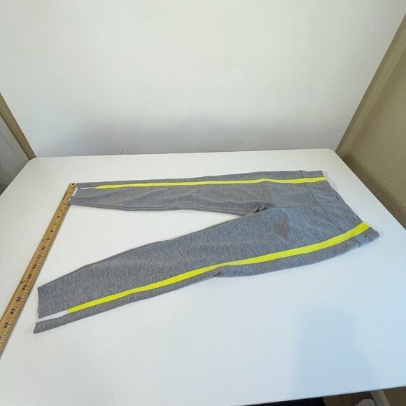 Zyia Active Womens Gym Yoga Cropped Leggings Gray 4 Mid Rise Stretch Side Stripe - Picture 10 of 12